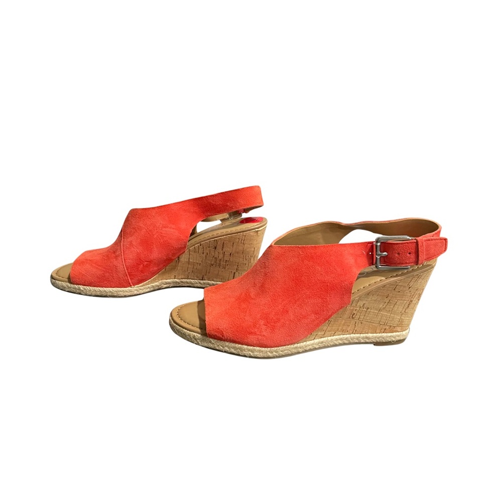 NEW Franco Sarto Julien Wedge Slingback Suede Sandal Sz 6